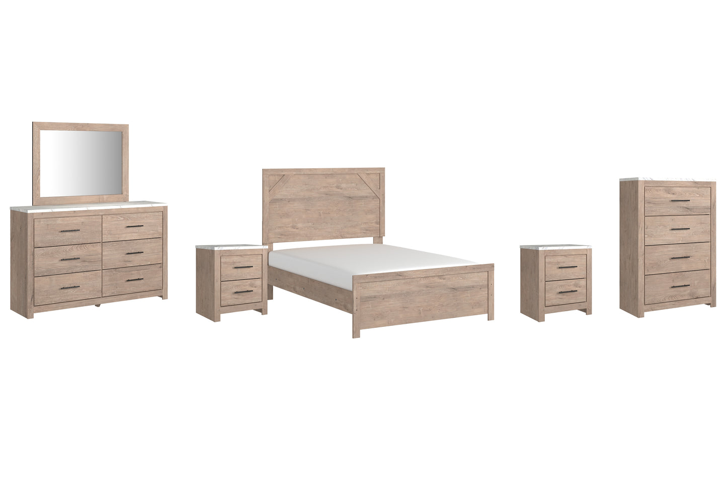 Senniberg Full Panel Bed with Mirrored Dresser, Chest and 2 Nightstands Signature Design by Ashley®