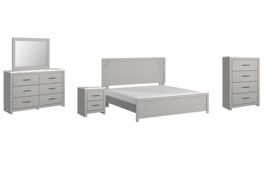 Cottonburg King Panel Bed with Mirrored Dresser, Chest and Nightstand Signature Design by Ashley®