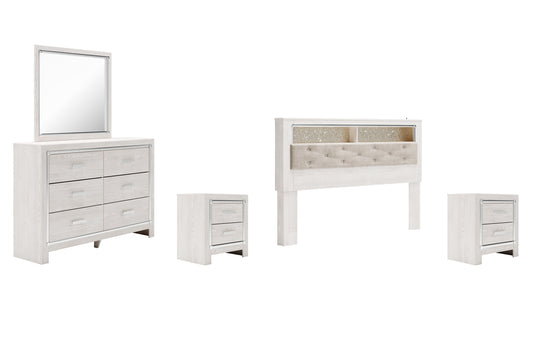 Altyra King Bookcase Headboard with Mirrored Dresser and 2 Nightstands Signature Design by Ashley®