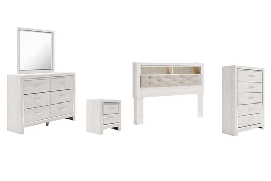 Altyra King Bookcase Headboard with Mirrored Dresser, Chest and Nightstand Signature Design by Ashley®