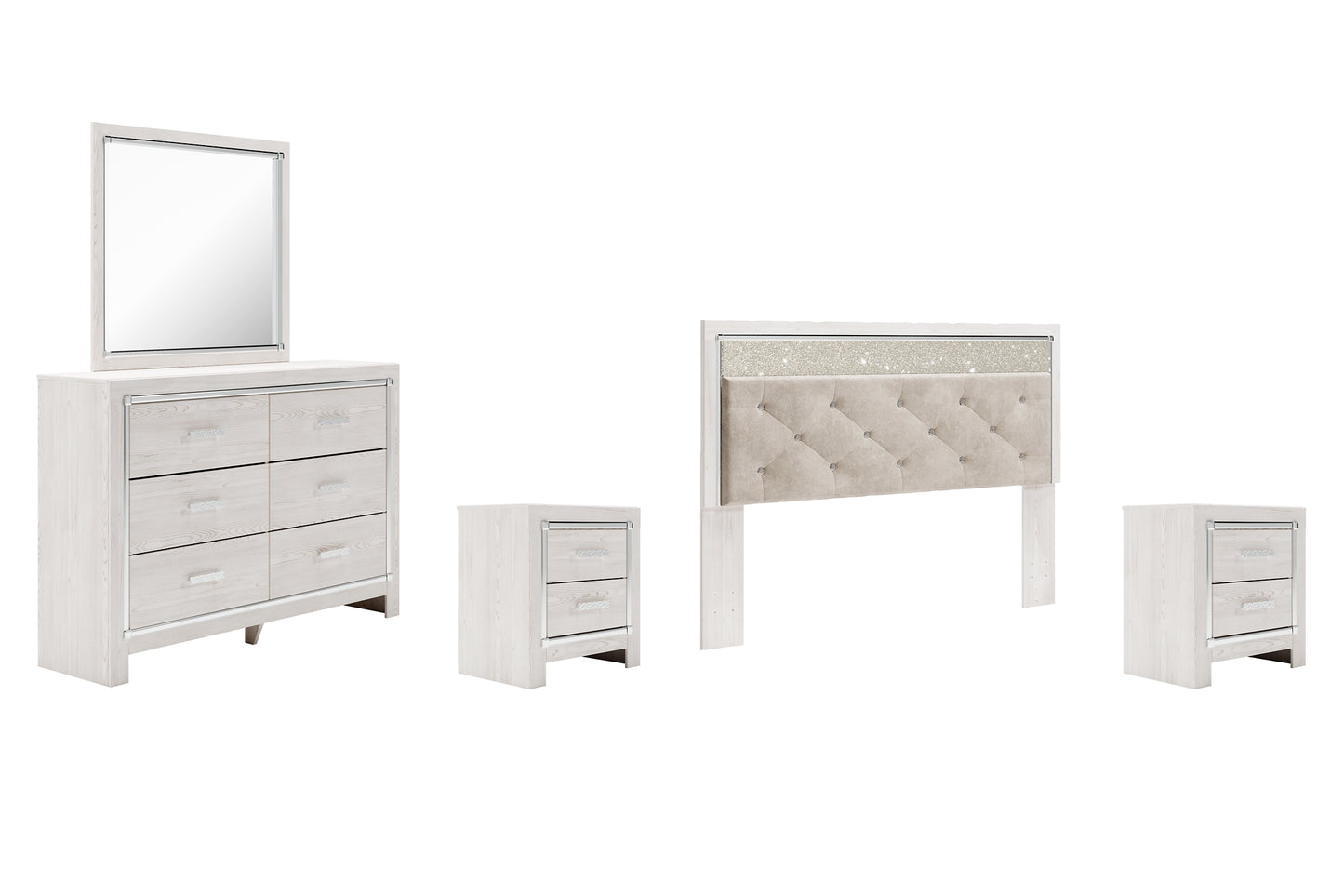 Altyra King Panel Headboard with Mirrored Dresser, Chest and 2 Nightstands Signature Design by Ashley®