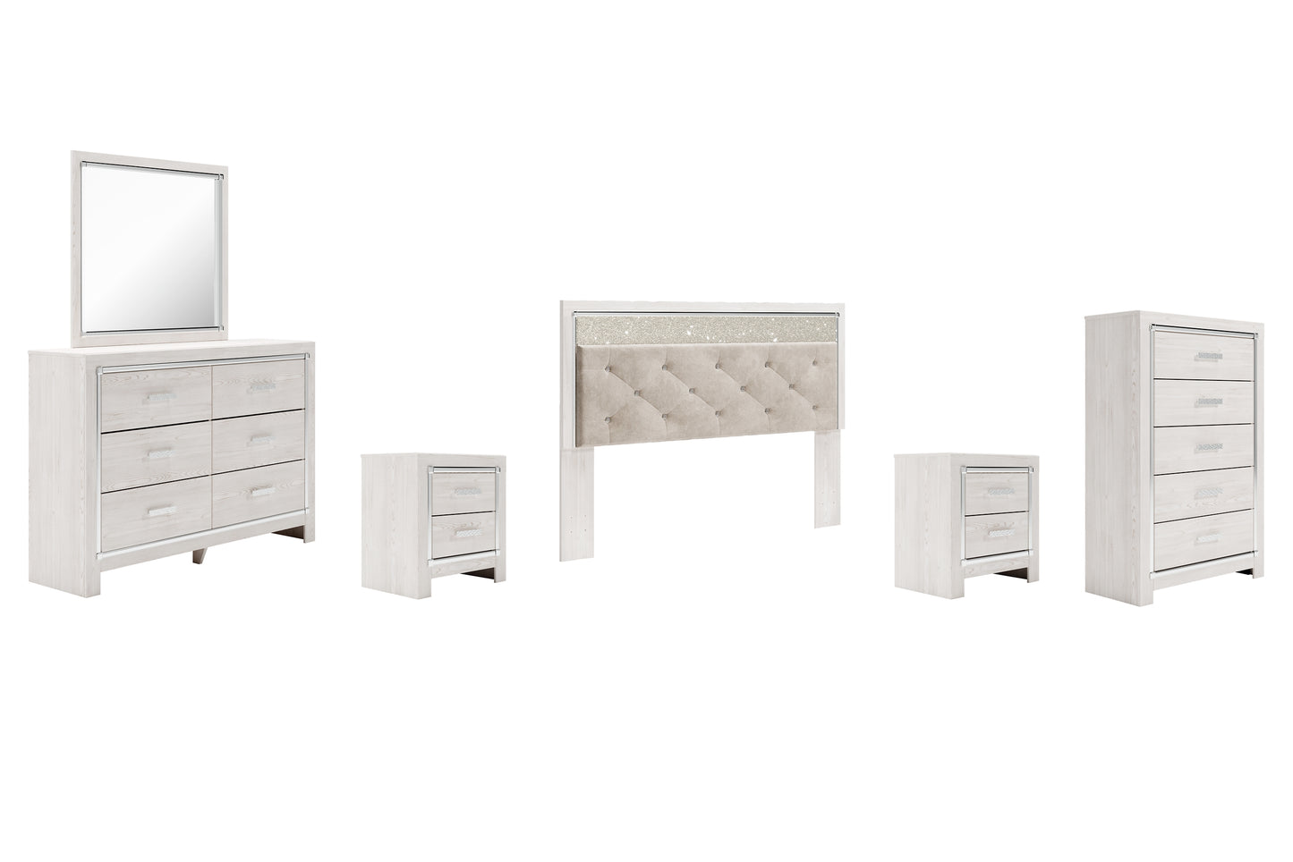 Altyra King Panel Headboard with Mirrored Dresser, Chest and 2 Nightstands Signature Design by Ashley®