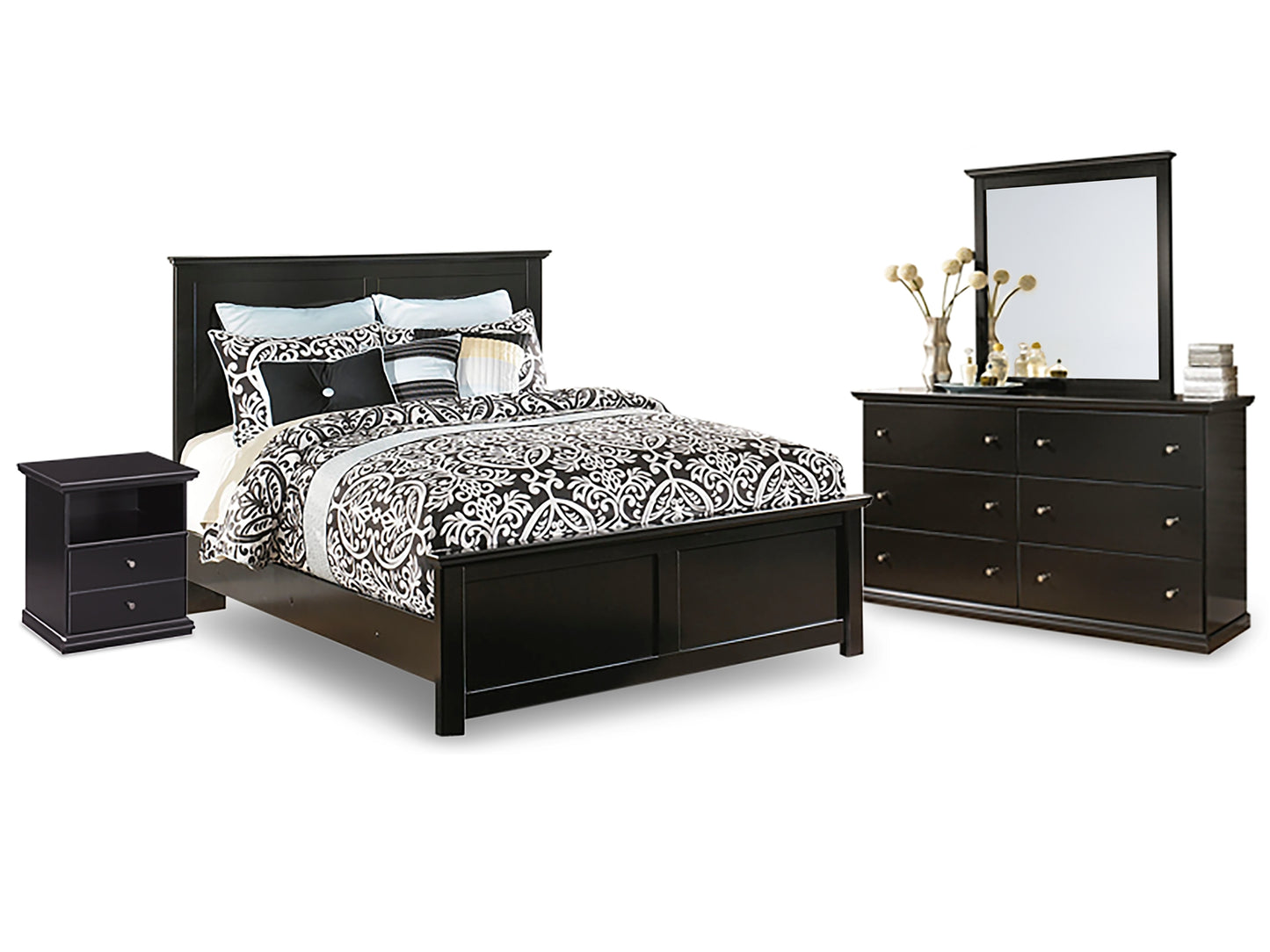Maribel Queen Panel Bed with Mirrored Dresser and Nightstand Signature Design by Ashley®