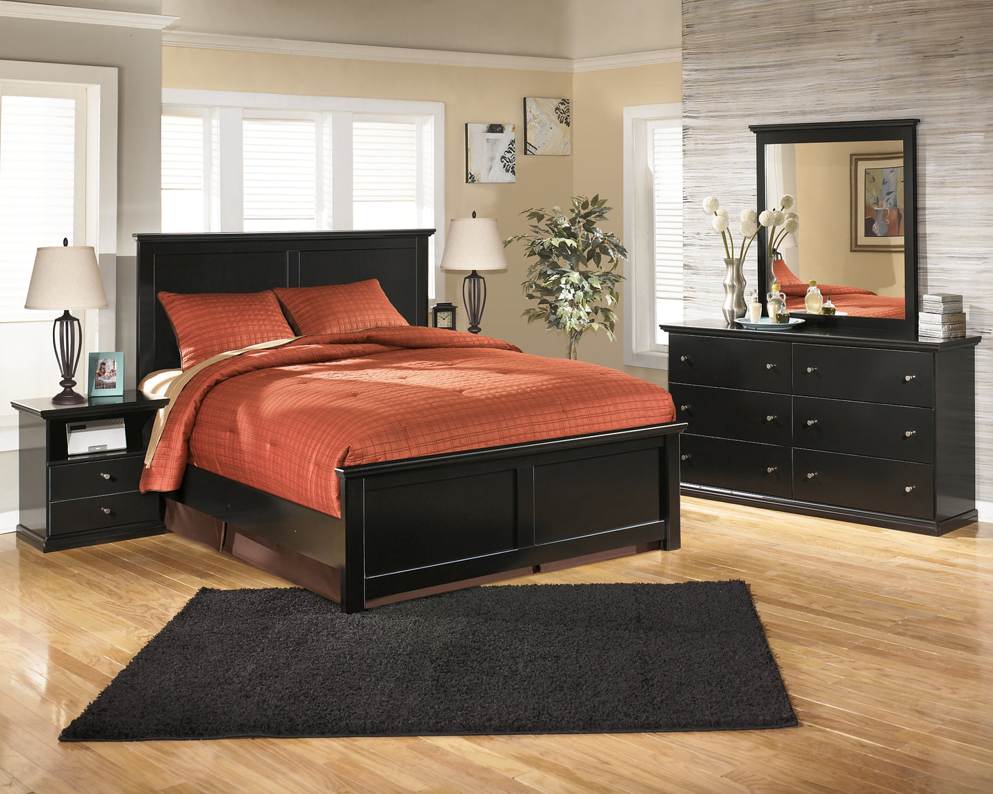 Maribel Queen Panel Bed with Mirrored Dresser and Nightstand Signature Design by Ashley®