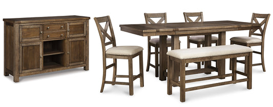 Moriville Counter Height Dining Table and 4 Barstools and Bench with Storage Signature Design by Ashley®