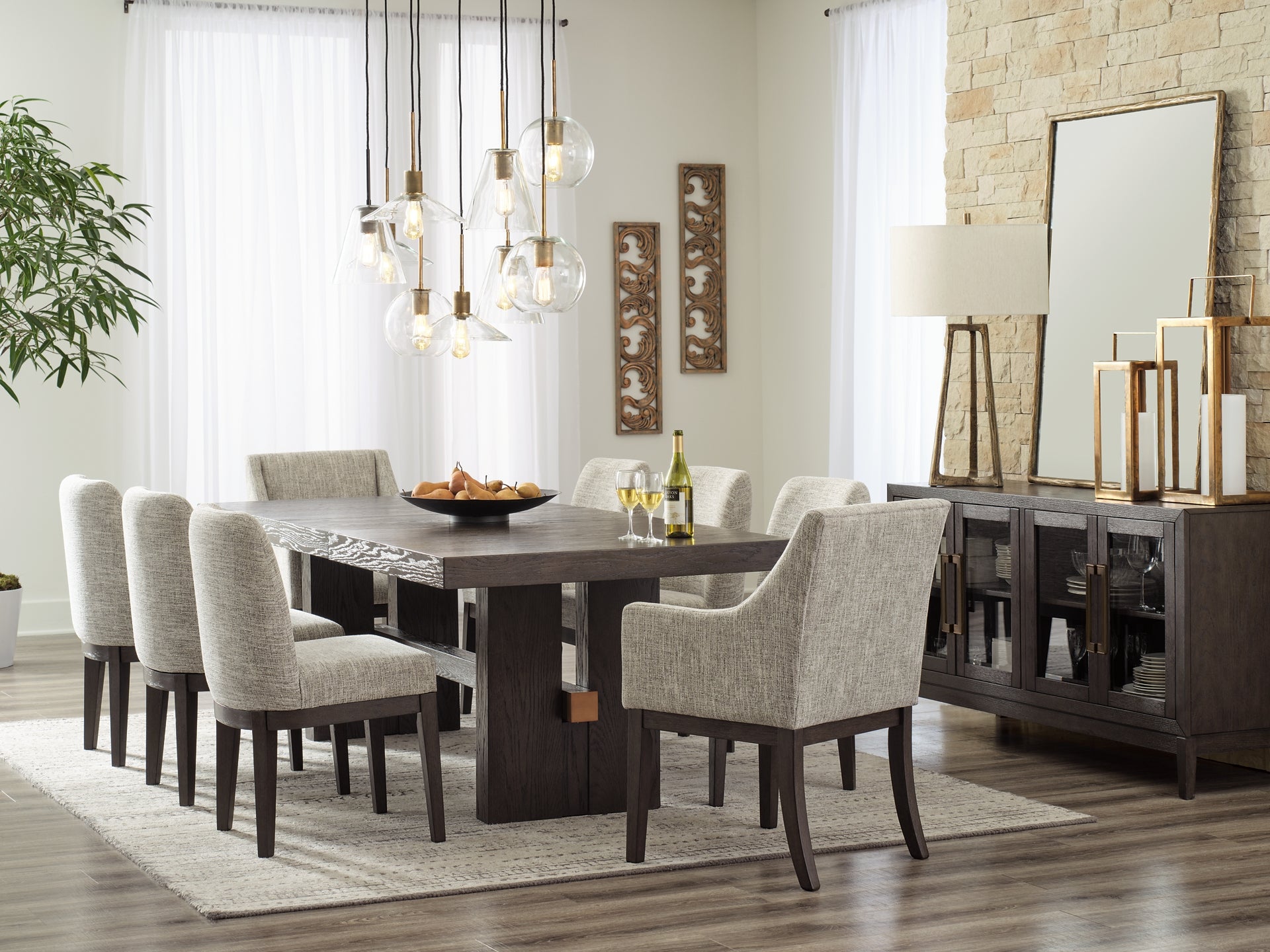 Burkhaus Dining Table and 8 Chairs with Storage Signature Design by Ashley®