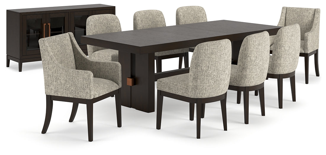 Burkhaus Dining Table and 8 Chairs with Storage Signature Design by Ashley®