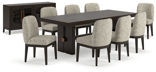 Burkhaus Dining Table and 8 Chairs with Storage Signature Design by Ashley®