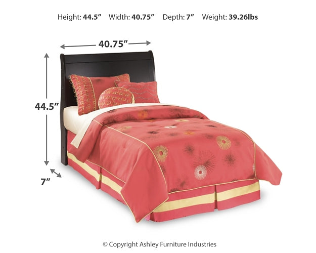 Huey Vineyard Twin Sleigh Headboard with Mirrored Dresser, Chest and Nightstand Signature Design by Ashley®