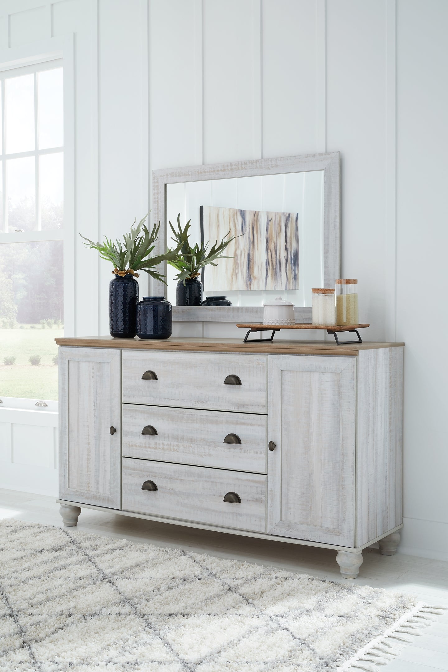 Haven Bay King Panel Storage Bed with Mirrored Dresser and Chest Signature Design by Ashley®