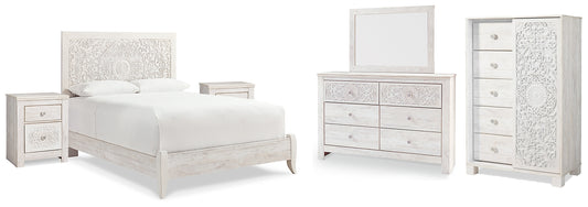 Paxberry Queen Panel Bed with Mirrored Dresser, Chest and 2 Nightstands Signature Design by Ashley®