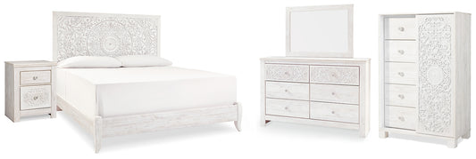 Paxberry King Panel Bed with Mirrored Dresser, Chest and Nightstand Signature Design by Ashley®