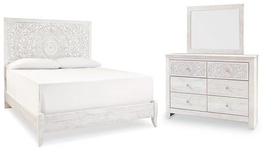 Paxberry King Panel Bed with Mirrored Dresser Signature Design by Ashley®