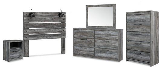 Baystorm Queen Panel Headboard with Mirrored Dresser, Chest and Nightstand Signature Design by Ashley®