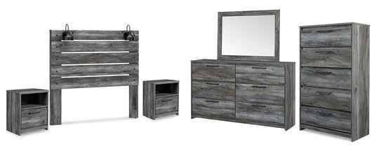 Baystorm Queen Panel Headboard with Mirrored Dresser, Chest and 2 Nightstands Signature Design by Ashley®