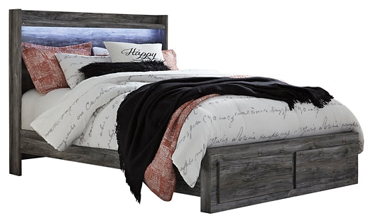 Baystorm Queen Panel Bed with 2 Storage Drawers with Mirrored Dresser and Nightstand Signature Design by Ashley®