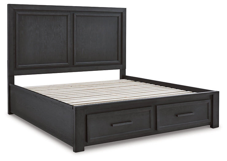 Foyland King Panel Storage Bed with Mirrored Dresser and 2 Nightstands Signature Design by Ashley®