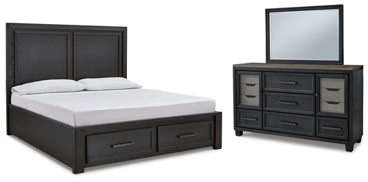 Foyland Queen Panel Storage Bed with Mirrored Dresser Signature Design by Ashley®