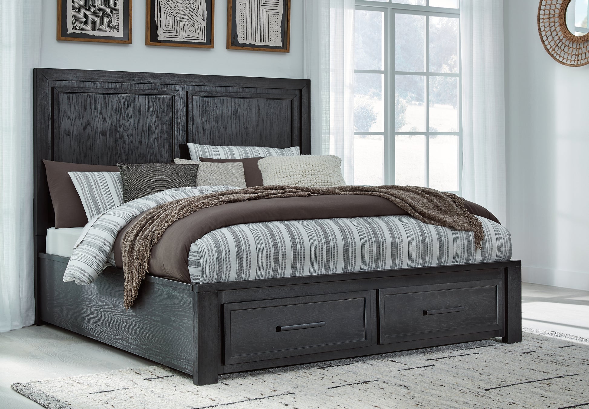 Foyland Queen Panel Storage Bed with Mirrored Dresser and 2 Nightstands Signature Design by Ashley®