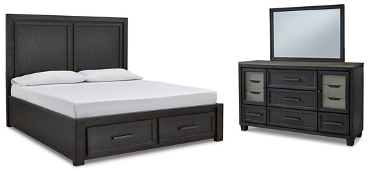 Foyland King Panel Storage Bed with Mirrored Dresser Signature Design by Ashley®