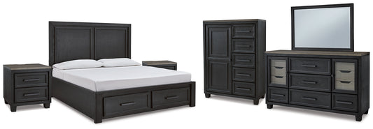 Foyland Queen Panel Storage Bed with Mirrored Dresser, Chest and 2 Nightstands Signature Design by Ashley®