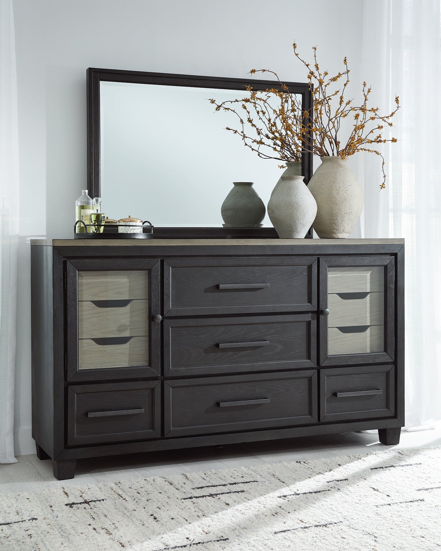 Foyland King Panel Storage Bed with Mirrored Dresser, Chest and 2 Nightstands Signature Design by Ashley®