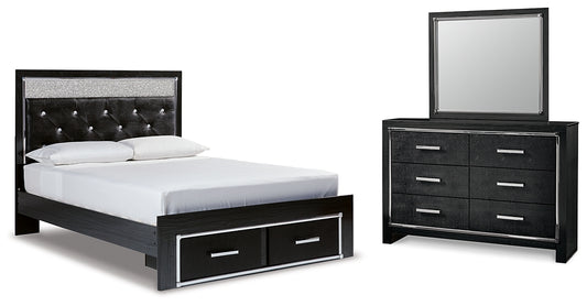 Kaydell Queen Upholstered Panel Storage Bed with Mirrored Dresser Signature Design by Ashley®