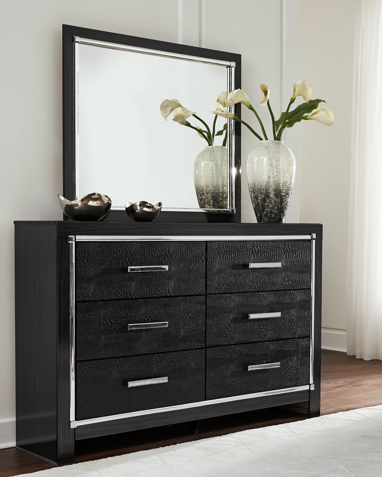 Kaydell King Upholstered Panel Storage Bed with Mirrored Dresser, Chest and Nightstand Signature Design by Ashley®