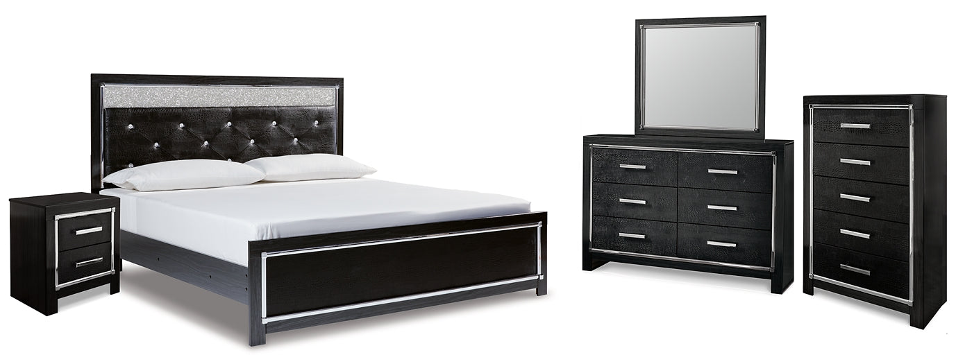 Kaydell King Upholstered Panel Bed with Mirrored Dresser, Chest and Nightstand Signature Design by Ashley®