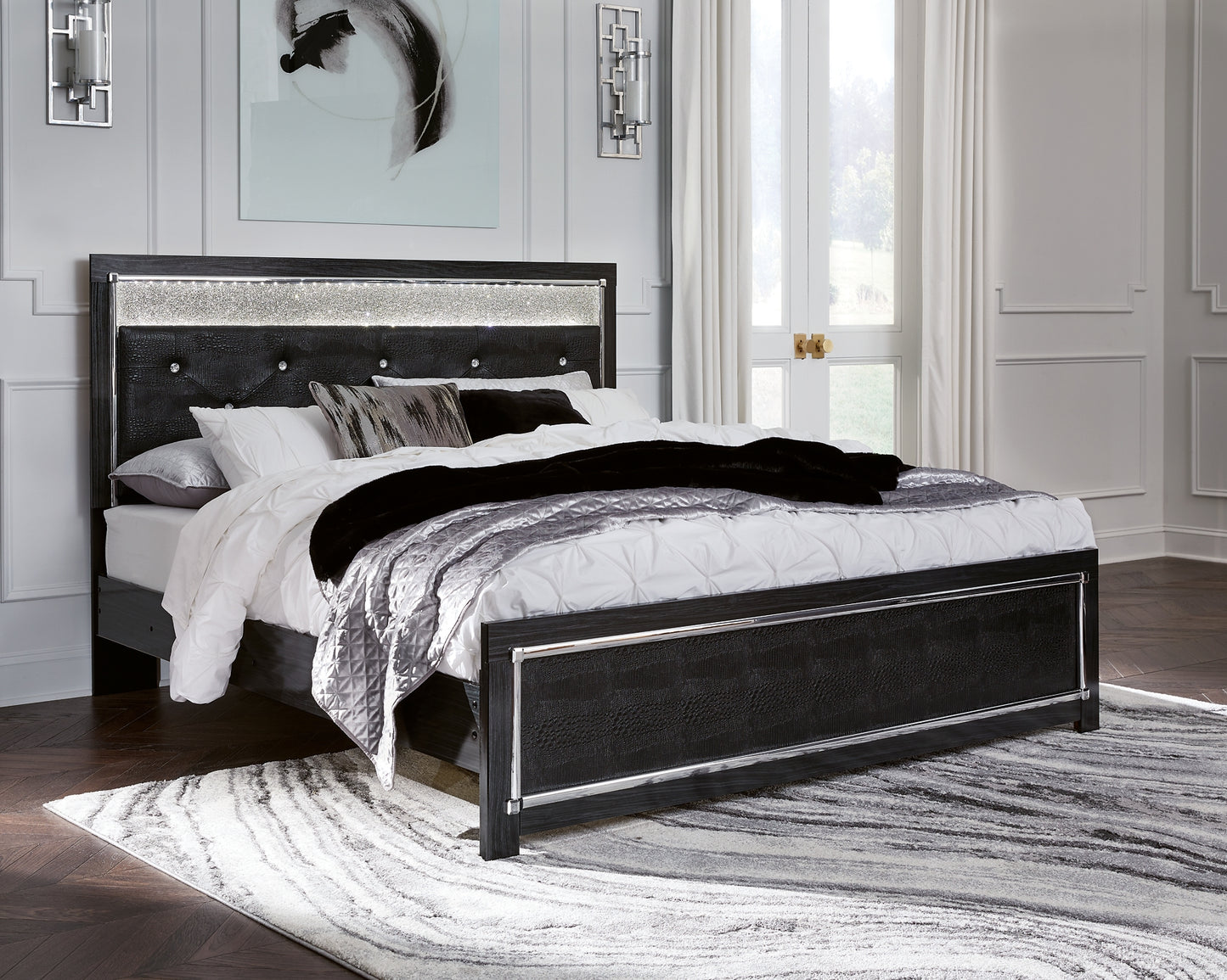 Kaydell King Upholstered Panel Bed with Mirrored Dresser, Chest and Nightstand Signature Design by Ashley®