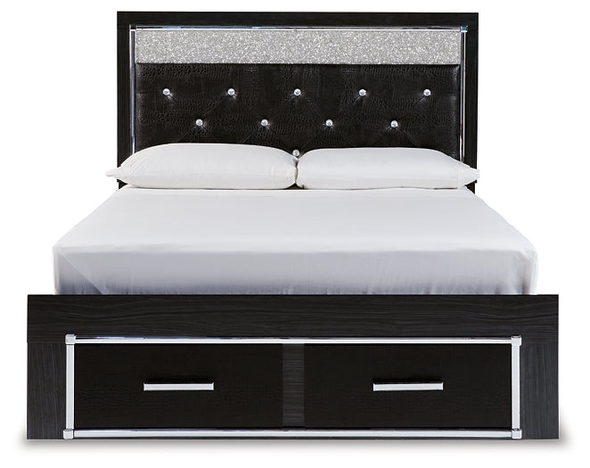 Kaydell Queen Upholstered Panel Storage Bed with Mirrored Dresser and Chest Signature Design by Ashley®