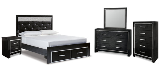 Kaydell Queen Upholstered Panel Storage Bed with Mirrored Dresser, Chest and Nightstand Signature Design by Ashley®