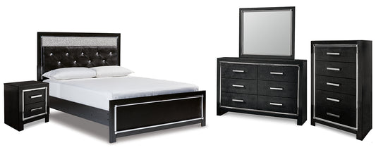 Kaydell Queen Upholstered Panel Bed with Mirrored Dresser, Chest and Nightstand Signature Design by Ashley®