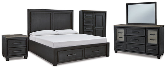 Foyland California King Panel Storage Bed with Mirrored Dresser, Chest and Nightstand Signature Design by Ashley®