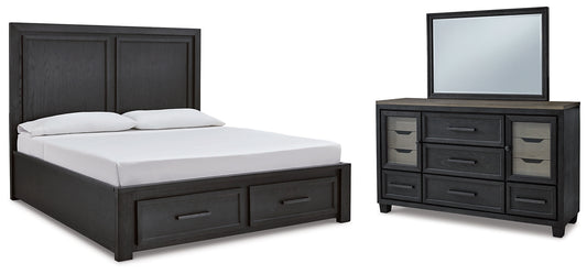 Foyland California King Panel Storage Bed with Mirrored Dresser Signature Design by Ashley®