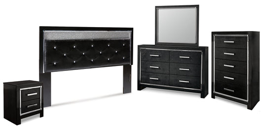 Kaydell King Upholstered Panel Headboard with Mirrored Dresser, Chest and Nightstand Signature Design by Ashley®