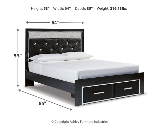 Kaydell Queen Upholstered Panel Storage Platform Bed with Mirrored Dresser and Chest Signature Design by Ashley®