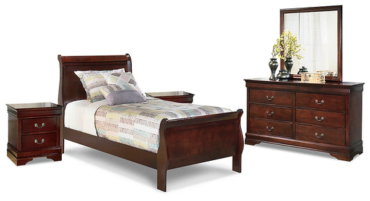 Alisdair Twin Sleigh Bed with Mirrored Dresser and 2 Nightstands Signature Design by Ashley®