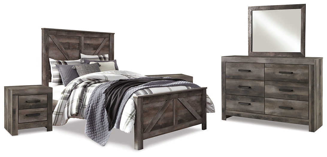 Wynnlow Queen Crossbuck Panel Bed with Mirrored Dresser and 2 Nightstands Signature Design by Ashley®