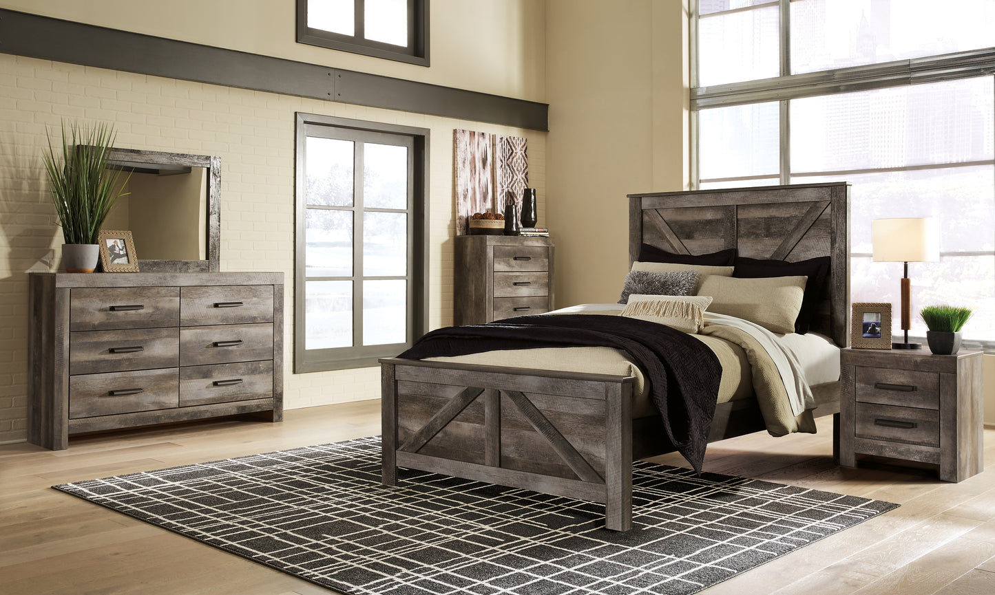 Wynnlow Queen Crossbuck Panel Bed with Mirrored Dresser, Chest and Nightstand Signature Design by Ashley®