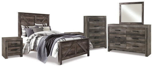 Wynnlow Queen Crossbuck Panel Bed with Mirrored Dresser, Chest and 2 Nightstands Signature Design by Ashley®