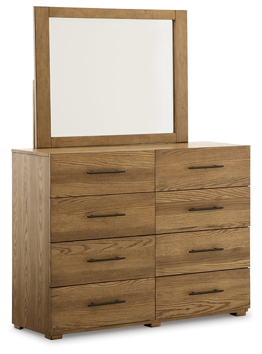 Dakmore King Upholstered Bed with Mirrored Dresser, Chest and Nightstand Signature Design by Ashley®