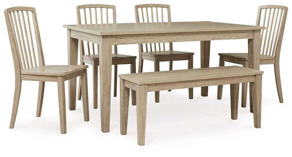 Gleanville Dining Table and 4 Chairs and Bench Signature Design by Ashley®