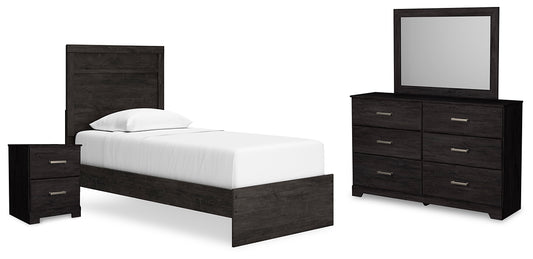 Belachime Twin Panel Bed with Mirrored Dresser and Nightstand Signature Design by Ashley®