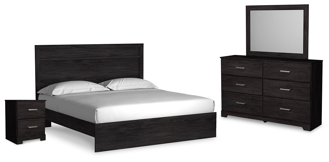 Belachime King Panel Bed with Mirrored Dresser and Nightstand Signature Design by Ashley®