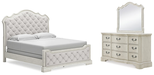 Arlendyne California King Upholstered Bed with Mirrored Dresser Signature Design by Ashley®