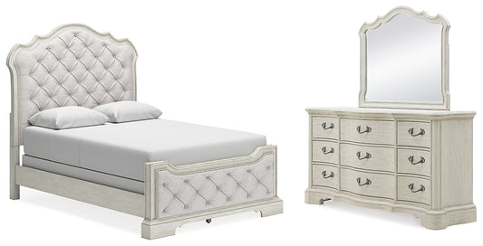 Arlendyne Queen Upholstered Bed with Mirrored Dresser Signature Design by Ashley®