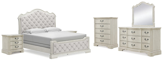 Arlendyne California King Upholstered Bed with Mirrored Dresser, Chest and 2 Nightstands Signature Design by Ashley®