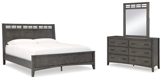 Montillan California King Panel Bed with Mirrored Dresser Signature Design by Ashley®