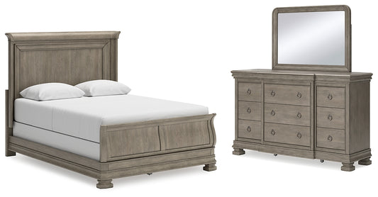 Lexorne Queen Sleigh Bed with Mirrored Dresser Signature Design by Ashley®